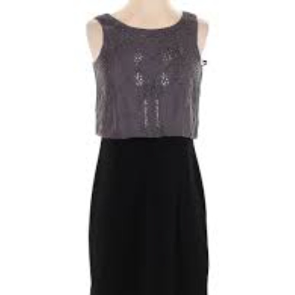 Suzi Chin for Maggy Boutique Gray and Black Midi Dress